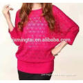 Women knitting patterns bat sleeves custom wholesales 3/4 length sleeve sweater manufacturer wholesale in China